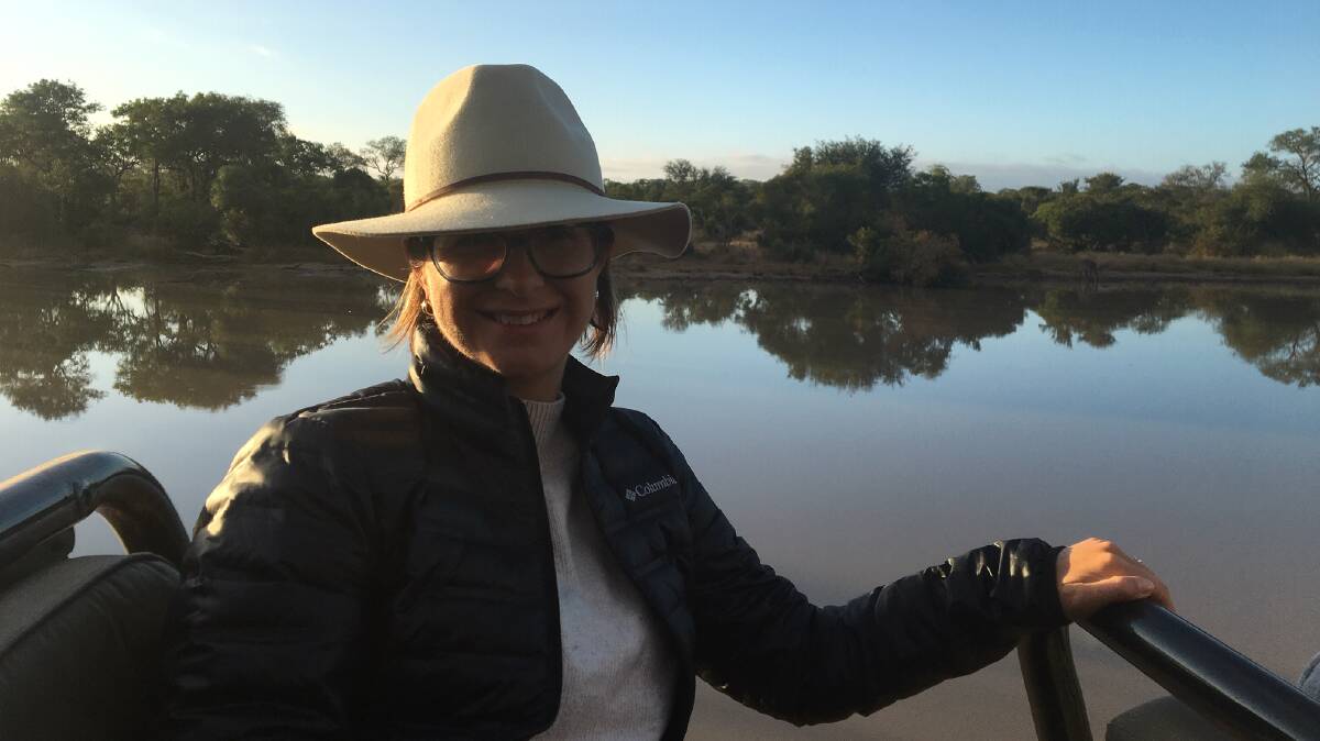 Helloworld mobile travel agent, Maree Anthony at Thornybush Game Reserve near Kruger National Park on a recent trip to South Africa. Photo supplied 