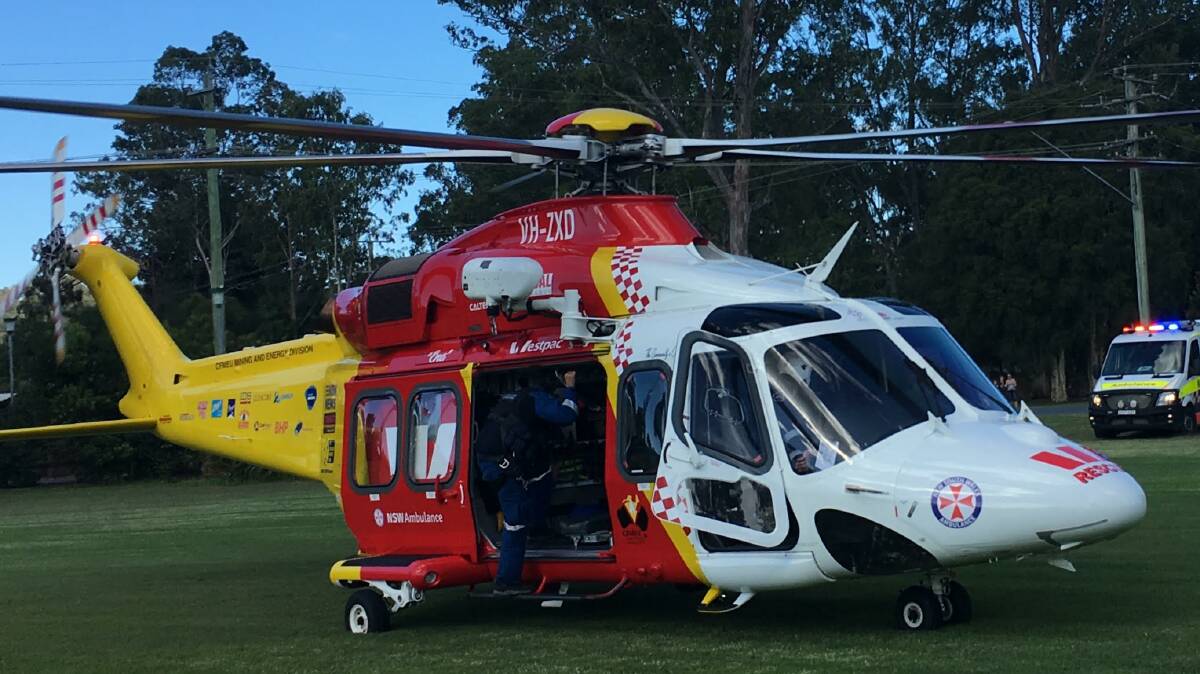 The Westpac Rescue Helicopter met the ambulance at Gloucester township. Photo supplied