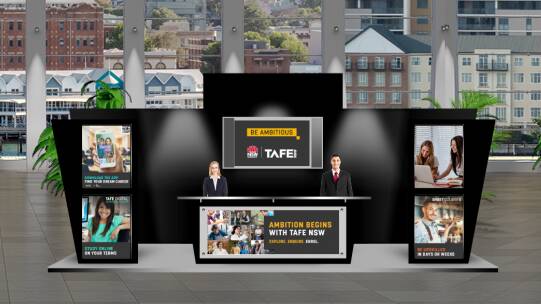 Virtual booth: TAFE NSW is one of the exhibitors at the My Journey virtual careers expo. Photo: supplied