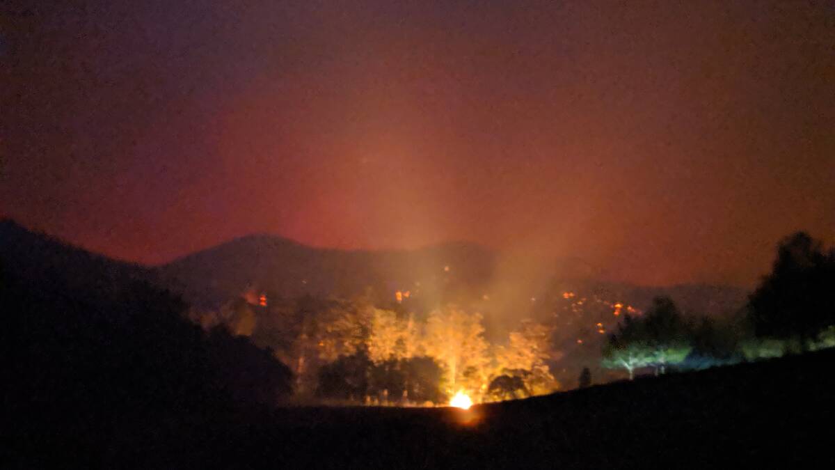 The fire at Killabakh as seen from the Sutherland's property. Photo by Deirdre Sutherland