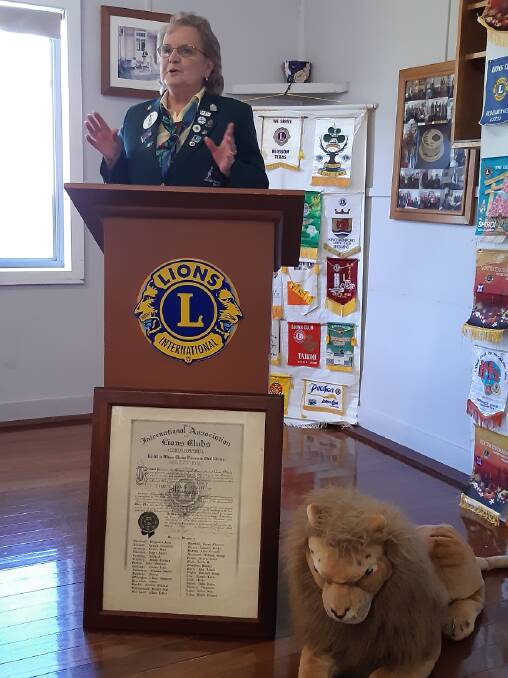 District Governor Denise Bruce responding to her welcome home from Lions Club of Gloucester. Photo supplied