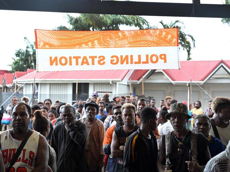 The opposition has pulled ahead as counting continues in the Solomon Islands election. (Mick Tsikas/AAP PHOTOS)