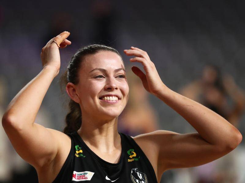 Gabby Sinclair had a standout game for the Magpies who can still reach the Super Netball finals.