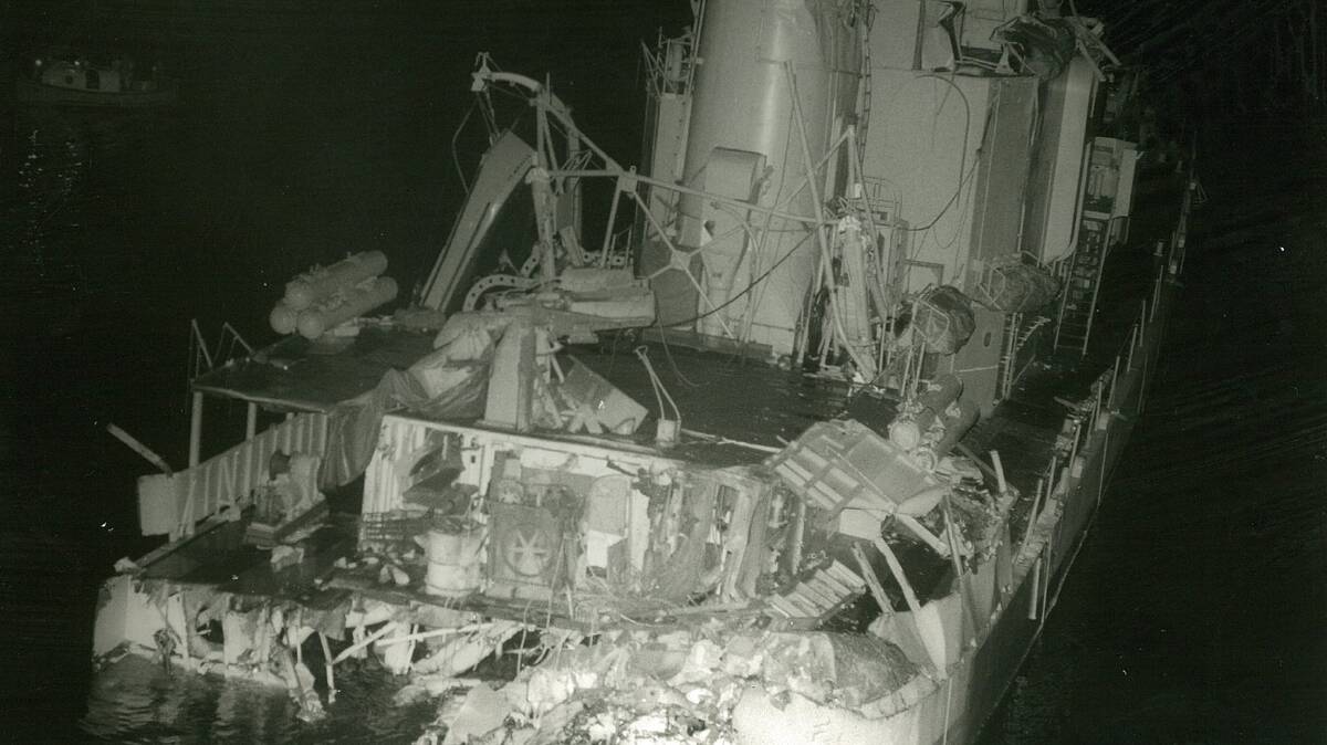 All that remained of the USS Frank E Evans after the collision.