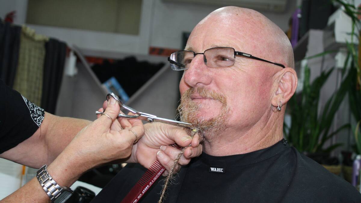 Steve Parkin gets his goatee cut off as part of the World's Greatest Shave.