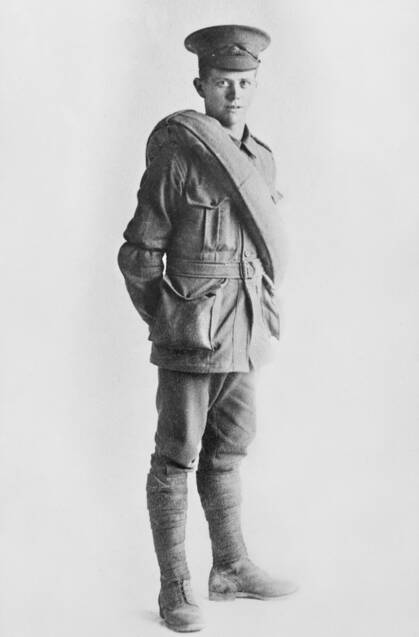 Studio portrait of Private Herbert Henry Parish, 54th Battalion, from Gloucester. Pic Australian War Memorial archives.