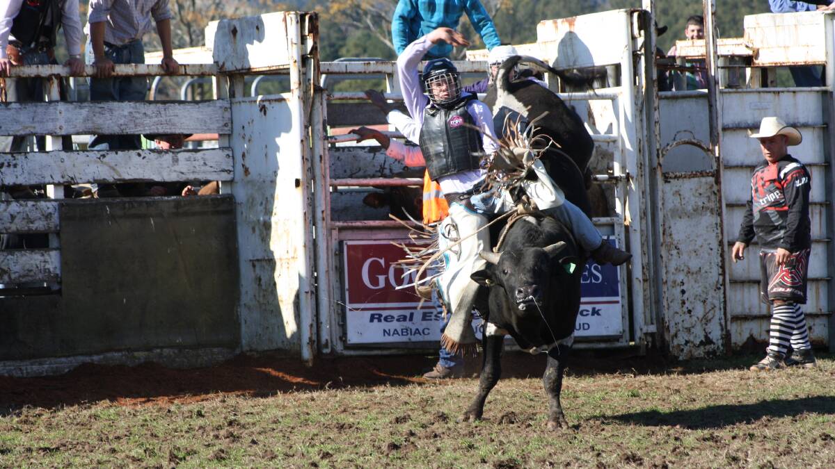 Braden Cameron competing in last year's bull ride competition. Rough riding will not be part of the 2014 Glowalman Rodeo.