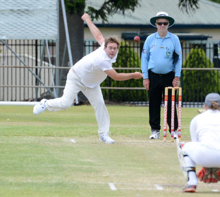 Dan Ossedryver, pictured bowling earlier this season, pitched in with 12 runs with the bat against Old Bar.