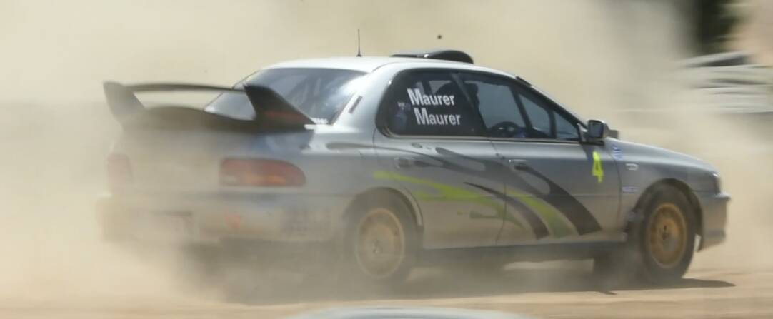 Daniel and Ken Maurer in action at the Nabiac Rallysprint earlier this year.