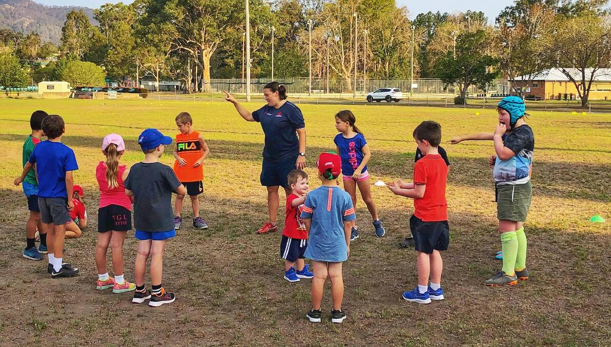 Development officer Lisa Vogel led a come and try session for Gloucester junior players in early 2020. Junior Lower Mid North Coast competitions is a priority for the MNC zone's new executive officer Bruce Worboys. Photo supplied.