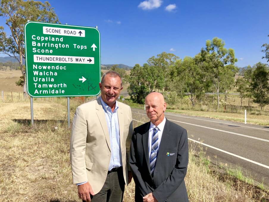 Member for Upper Hunter Michael Johnsen and MidCoast Council Mayor David West are pleased with the funding announcement for the Thunderbolts Way.