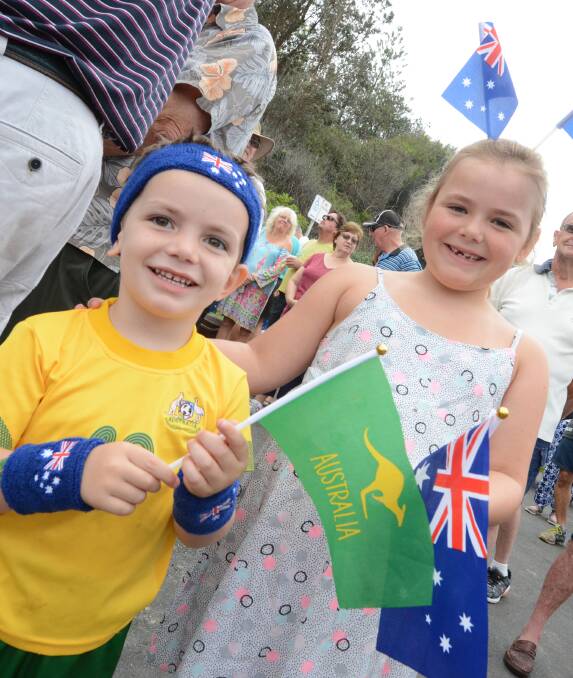 Australia Day: Rhys and Samara Hill showcased their Aussie spirit at the 2017 Hallidays Point ceremony.
