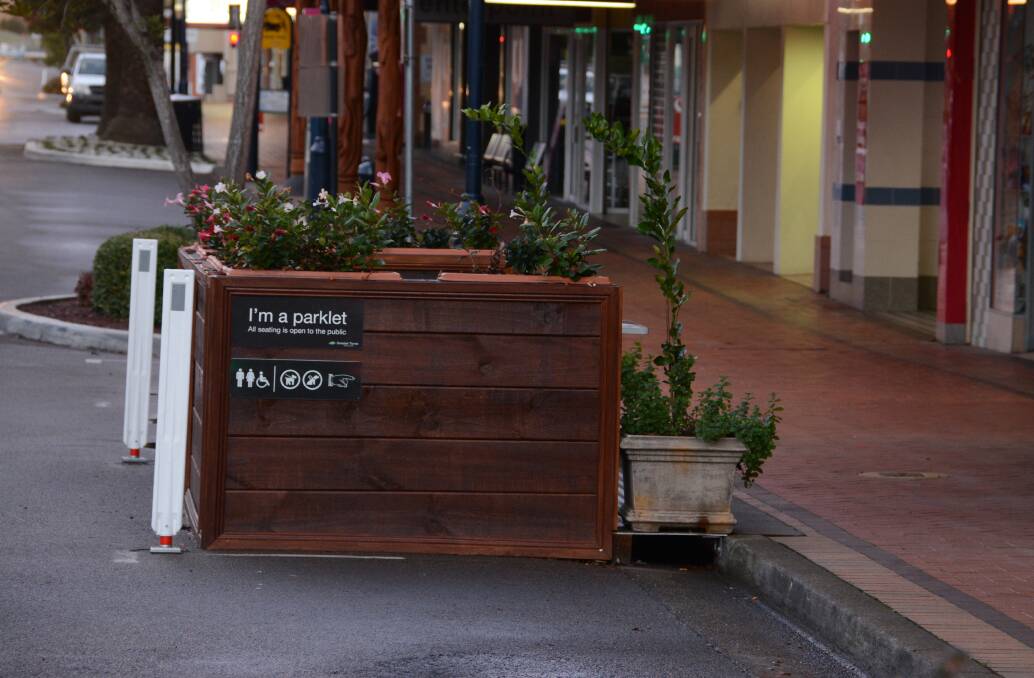The parklet on Victoria Street in Taree formed part of the Vibrant Spaces intiative. 