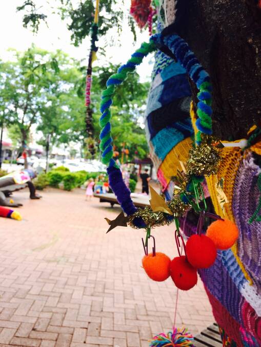 Opportunity: Chatham High School utilised the Vibrant Spaces initiative to conduct a yarn bombing project on Victoria Street, Taree last year.