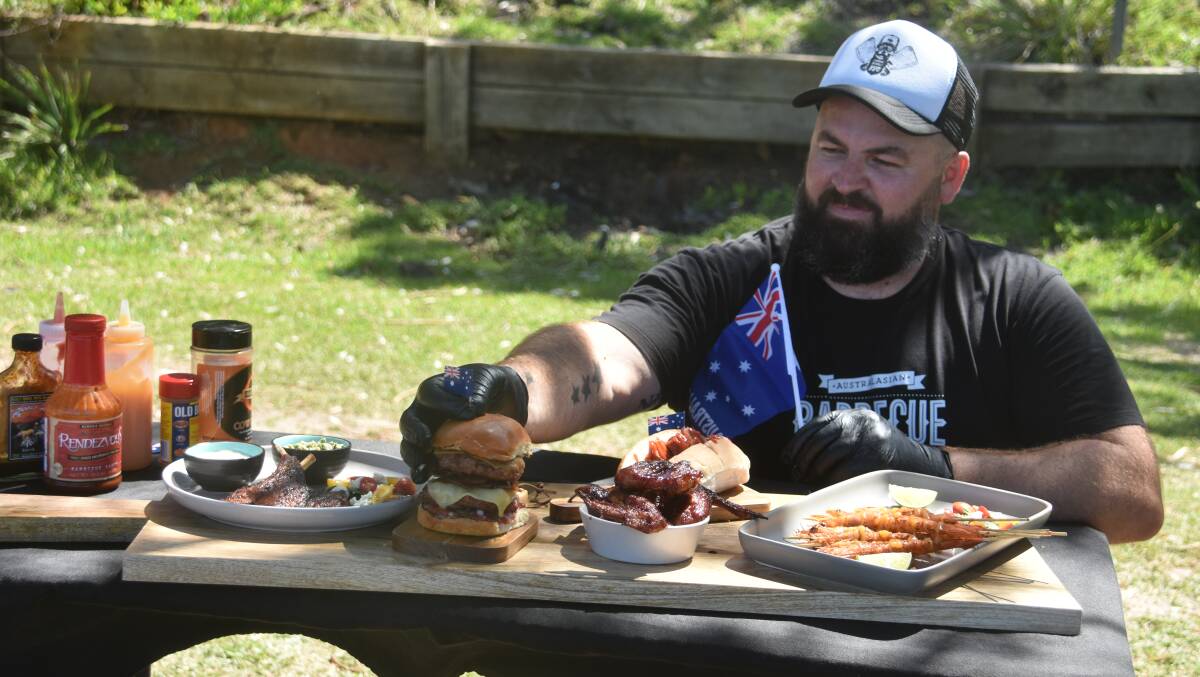 What a feast: Adam Roberts from the Australasian Barbecue Alliance with his Australia Day cook up. Photo: Matt Attard