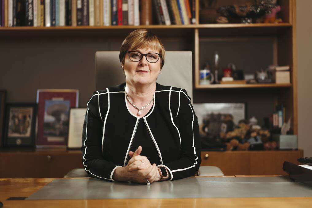 New NDIS Minister Linda Reynolds in her office at Parliament House. Picture: Dion Georgopoulos