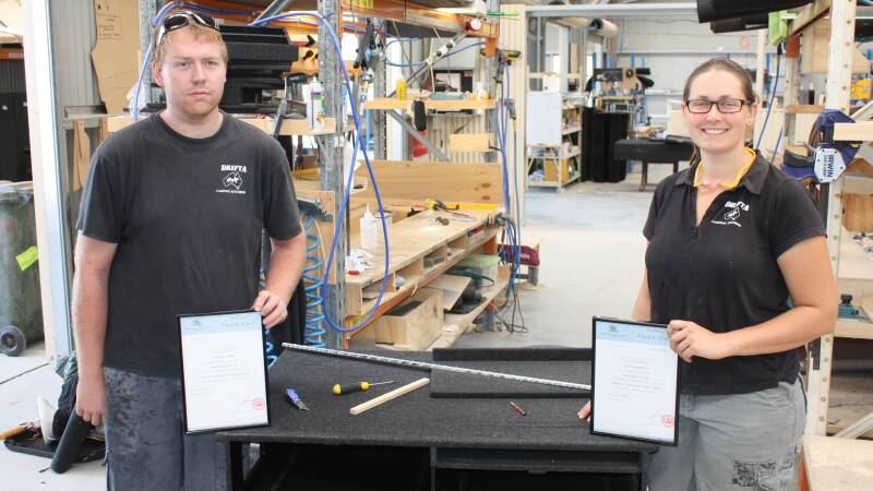 Tim Forbes and Jess Hamilton recently completed cabinet-making traineeships. 