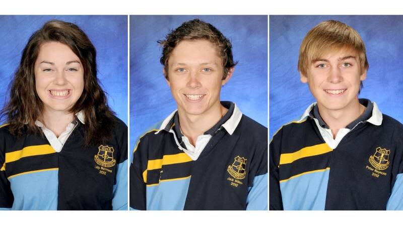 HSC high achievers Lilly Burrows, Jack Wilson and Peter Reynolds. 